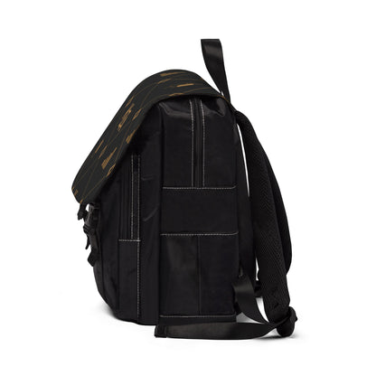 KZA Signature Monogrammed Black & Gold Canvas Backpack — KZA Pattern Shoulder Bag