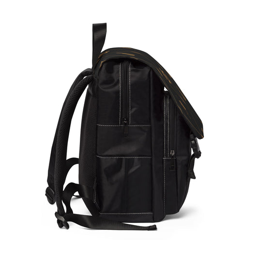 KZA Signature Monogrammed Black & Gold Canvas Backpack — KZA Pattern Shoulder Bag